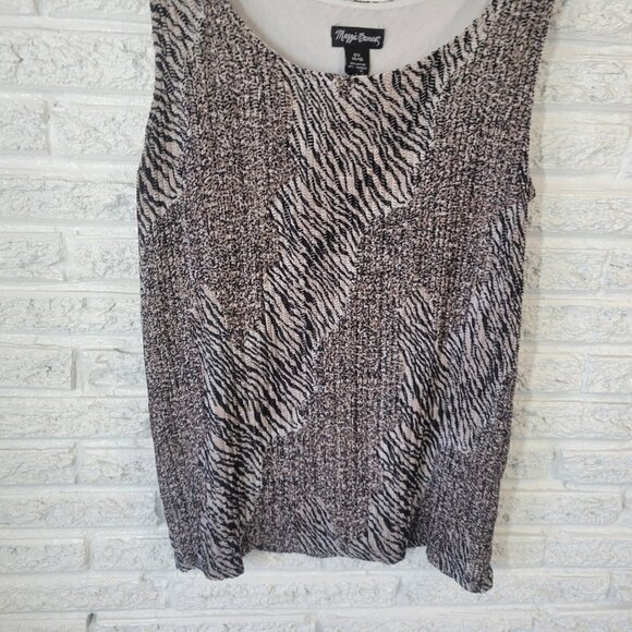 Maggie Barnes Womens Top 0X 14 16 Tank Black Tan Animal Print ANI74XE - Picture 4 of 7